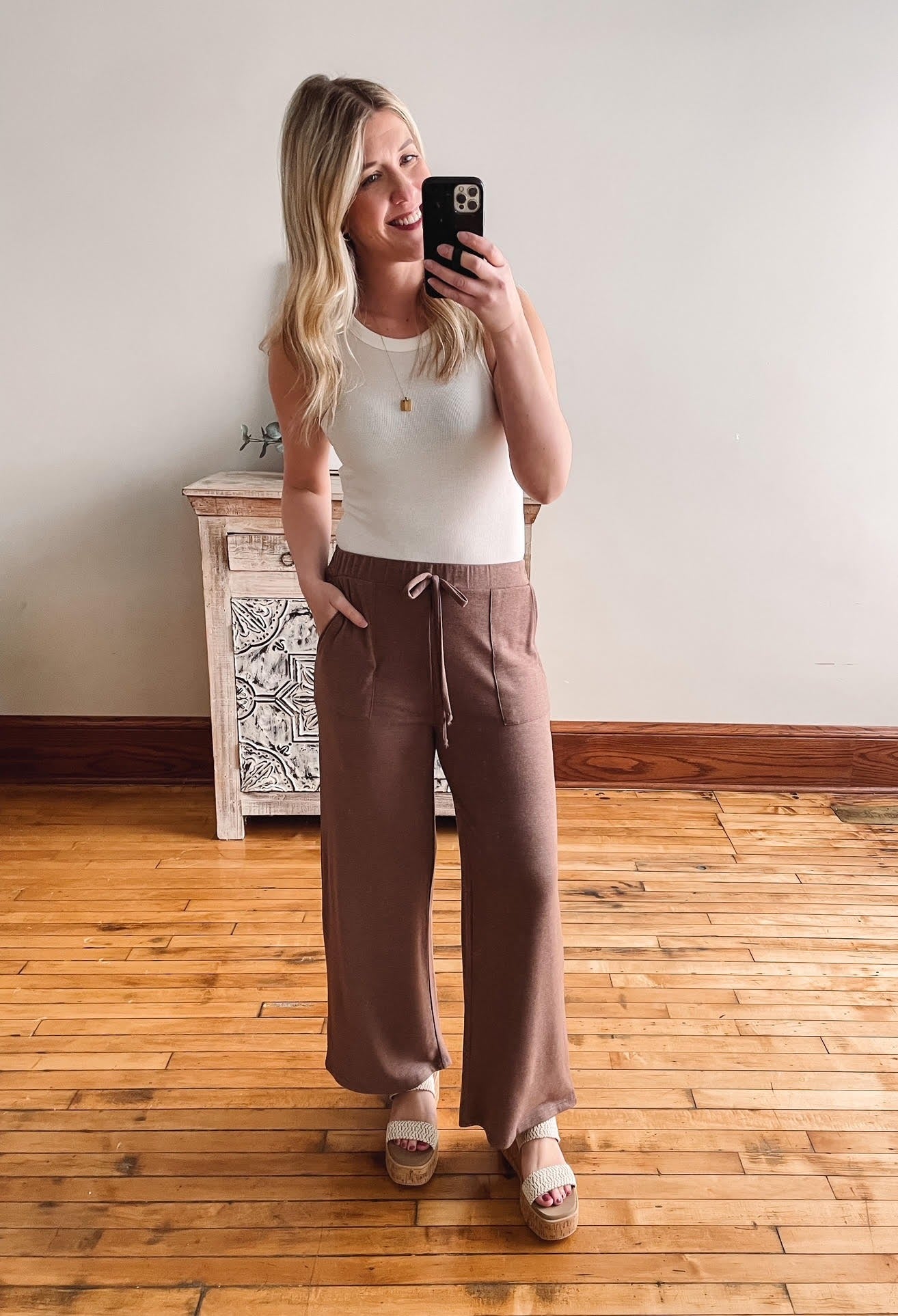 Light Brown Drawstring Lounge Pants