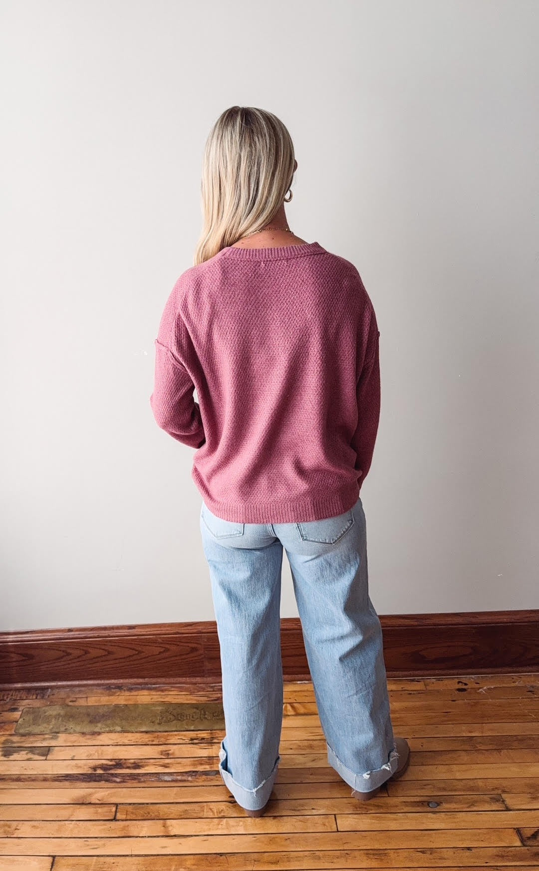 Eve Rose Pocket Waffle Sweater