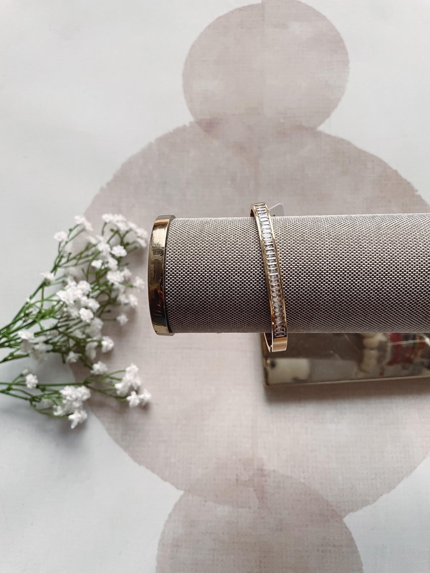 Gold Baguette Row Hinge Bracelet