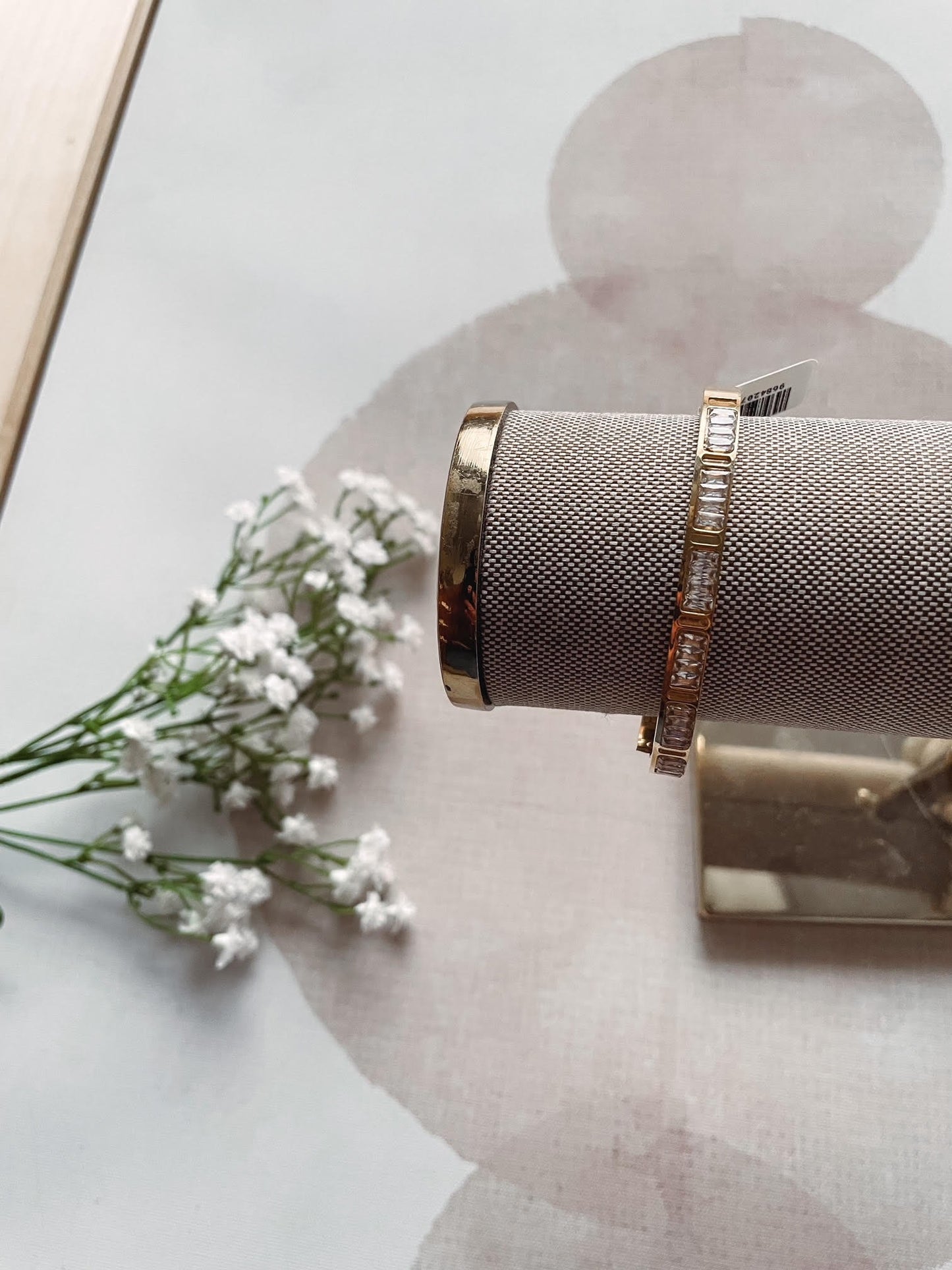 Gold Intricate Rhinestone Hinge Bracelet