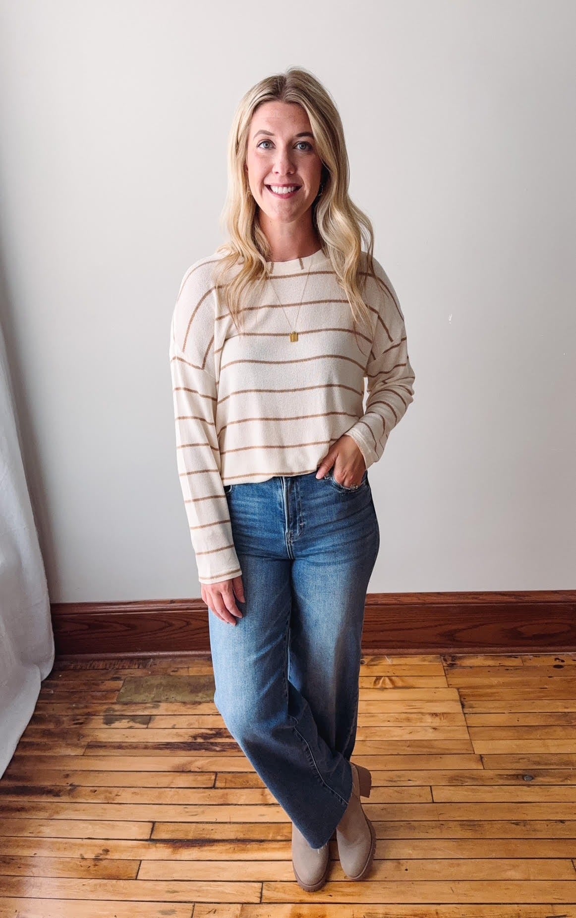 Harper Cream Striped Long Sleeve
