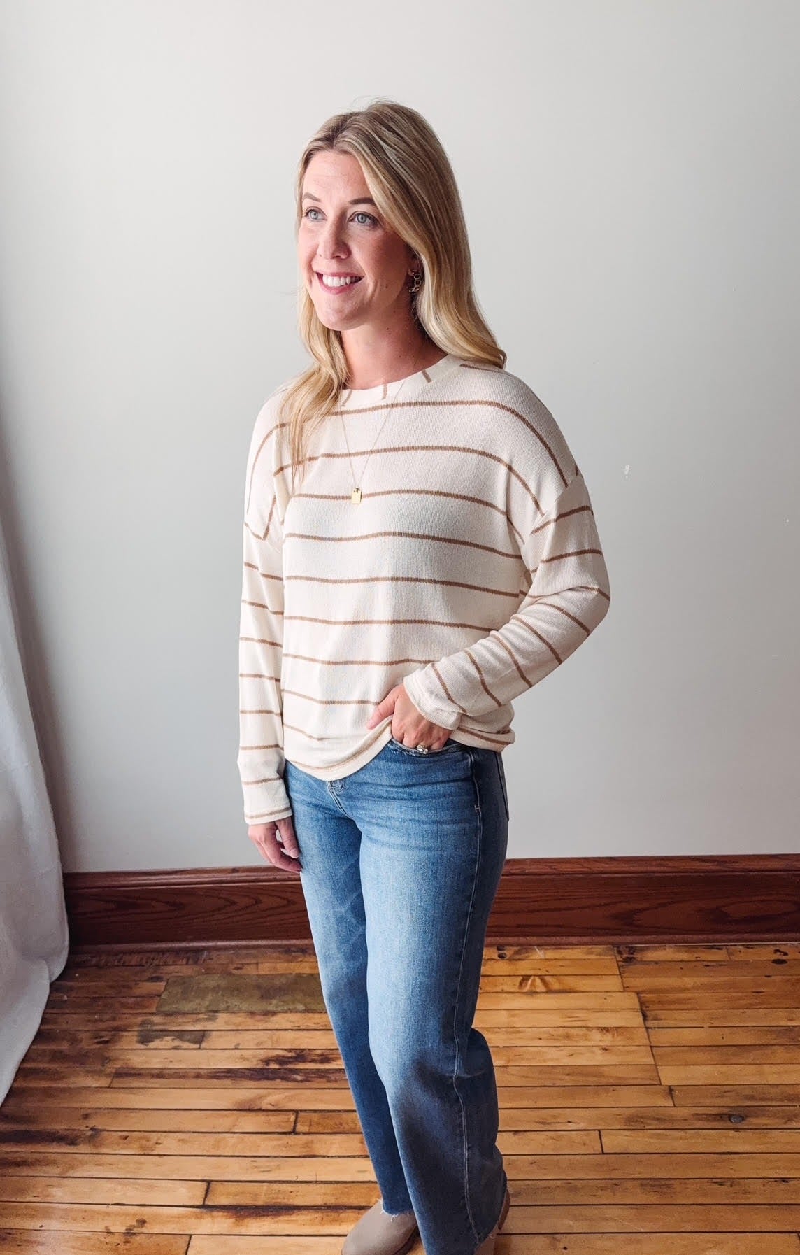 Harper Cream Striped Long Sleeve