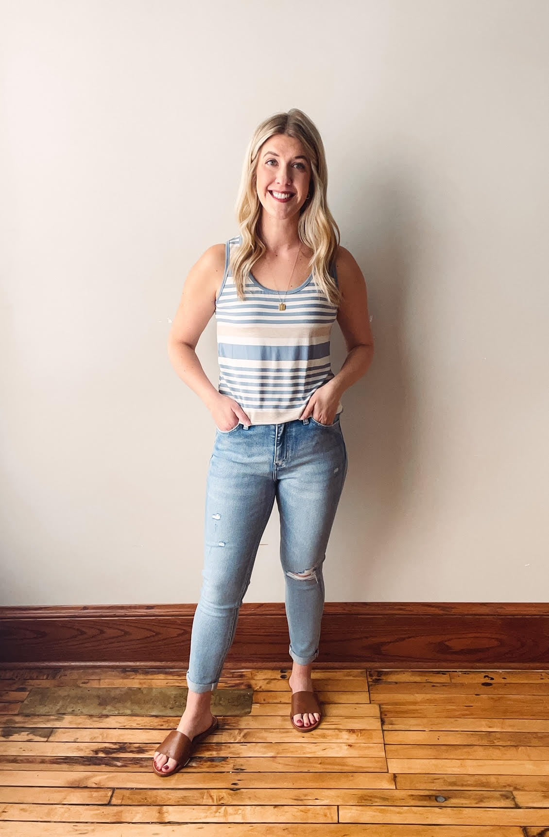 High Rise Cuffed Skinny Jeans