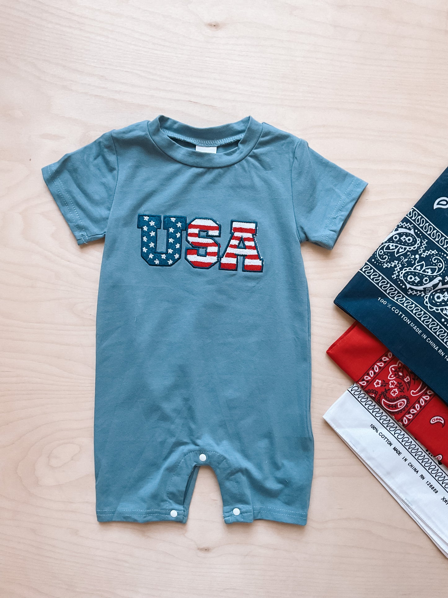 USA Embroidered Romper