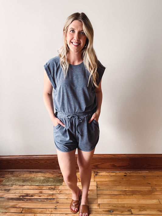 Navy Sightseeing Drawstring Shorts