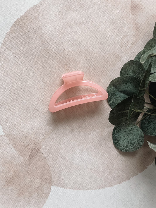 Pink Translucent Half Moon Claw Clip