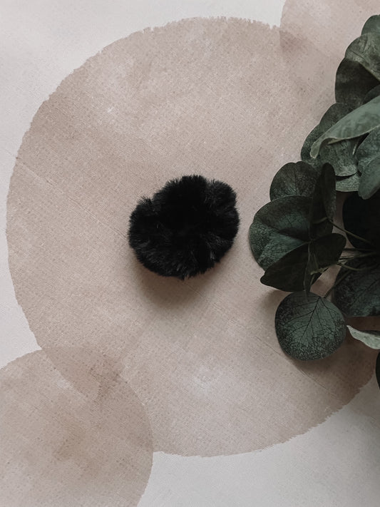 Mini Black Fuzzy Scrunchie