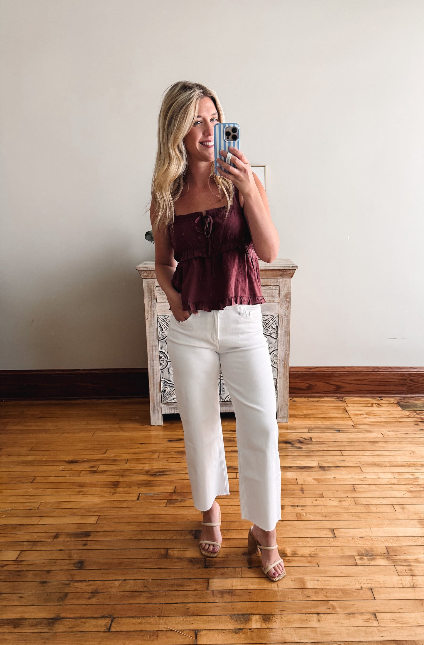 Brooklynn Merlot Ruffle Tiered Top