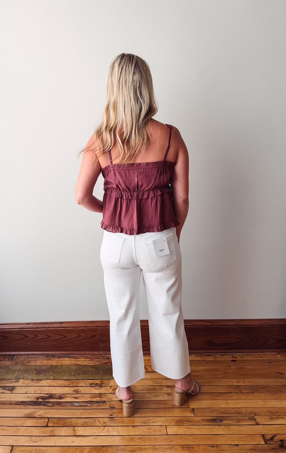 Brooklynn Merlot Ruffle Tiered Top