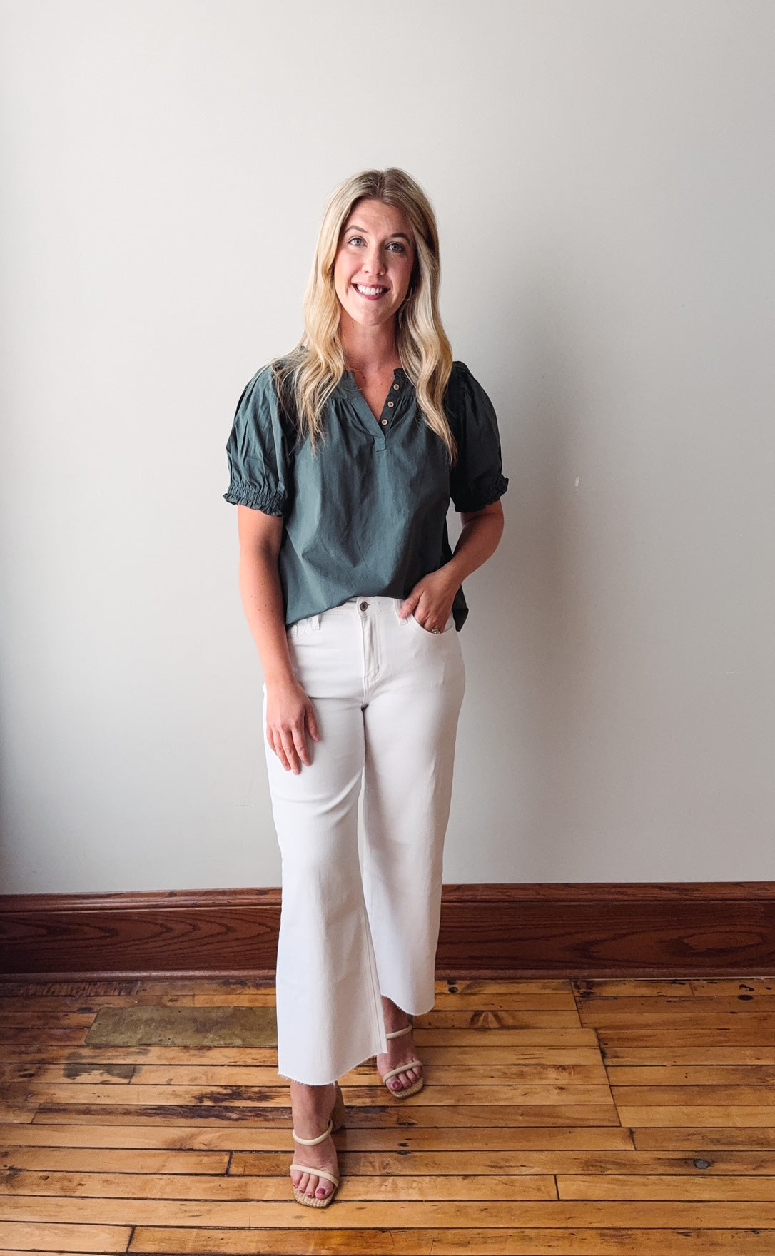Emily Forest Puff Sleeve Blouse