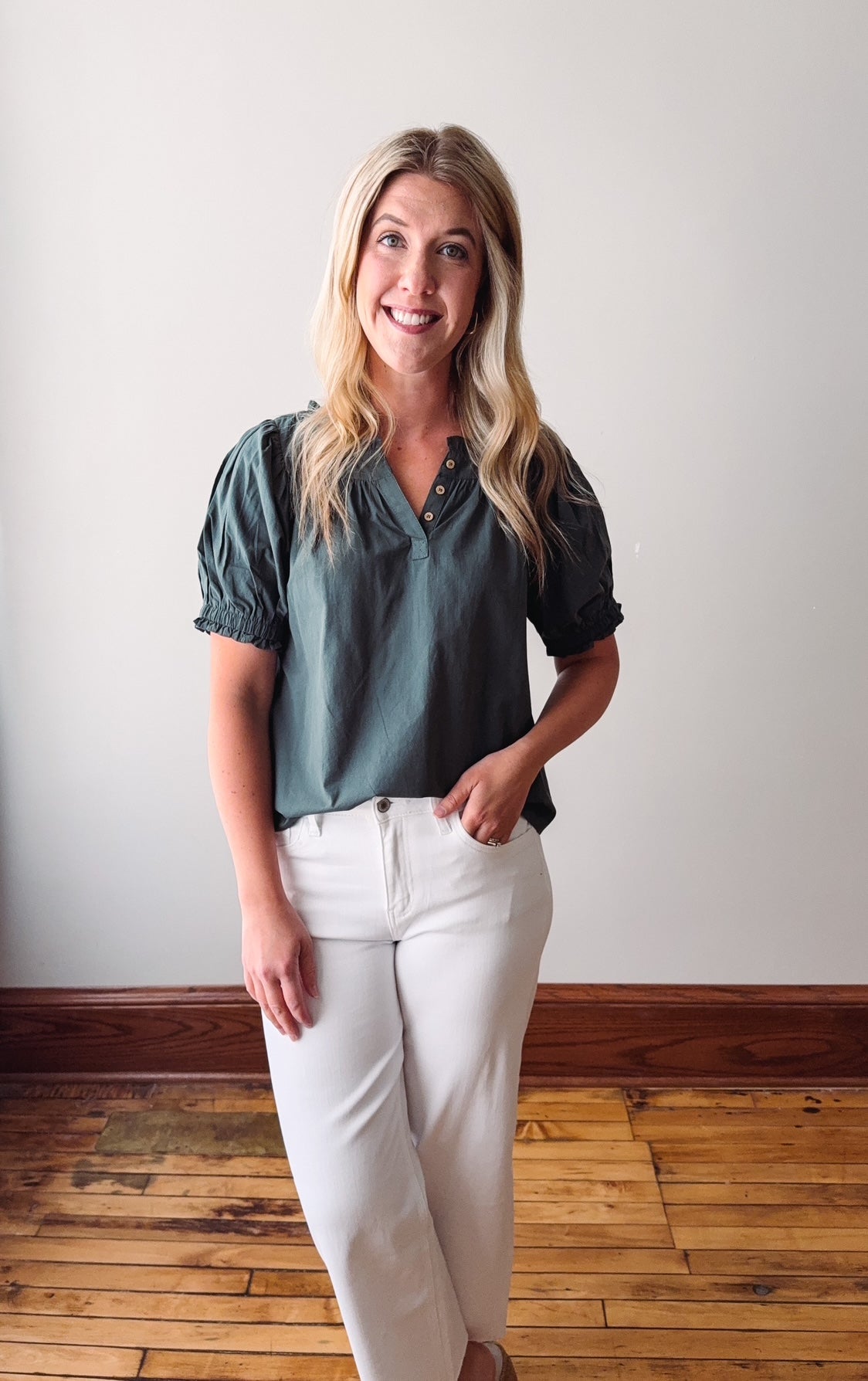 Emily Forest Puff Sleeve Blouse