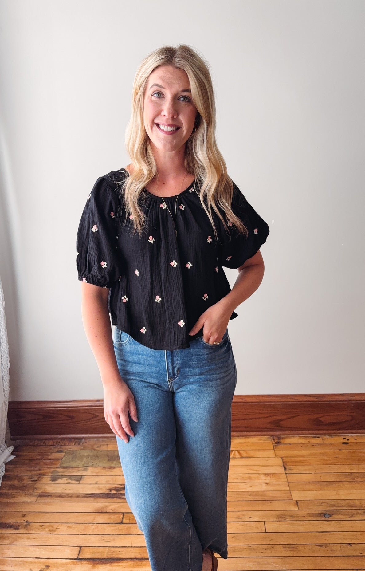 Shelby Black Puff Sleeve Top
