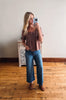 Ally Brown + Cream Plaid Blouse