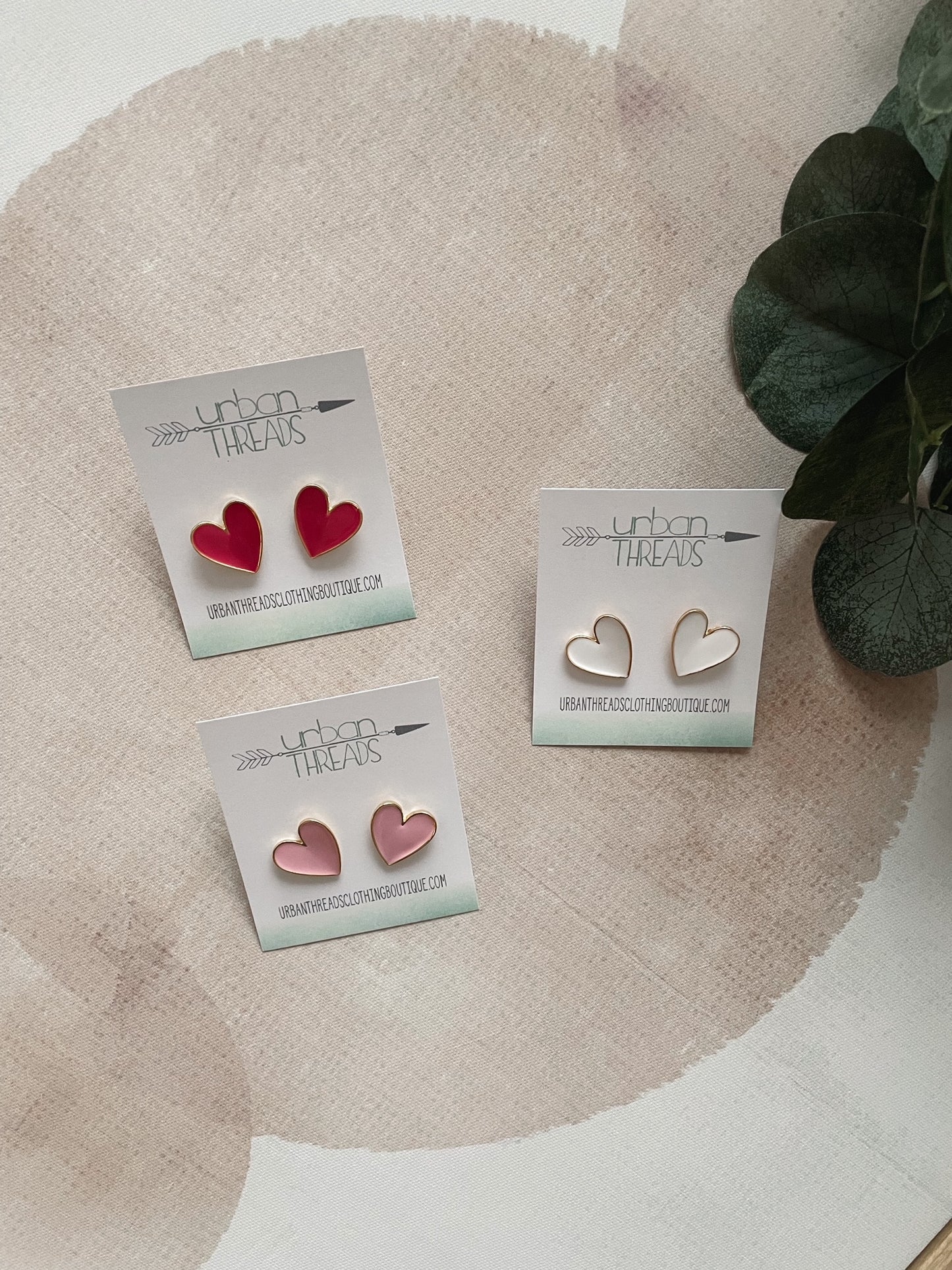 White Heart Stud Earrings