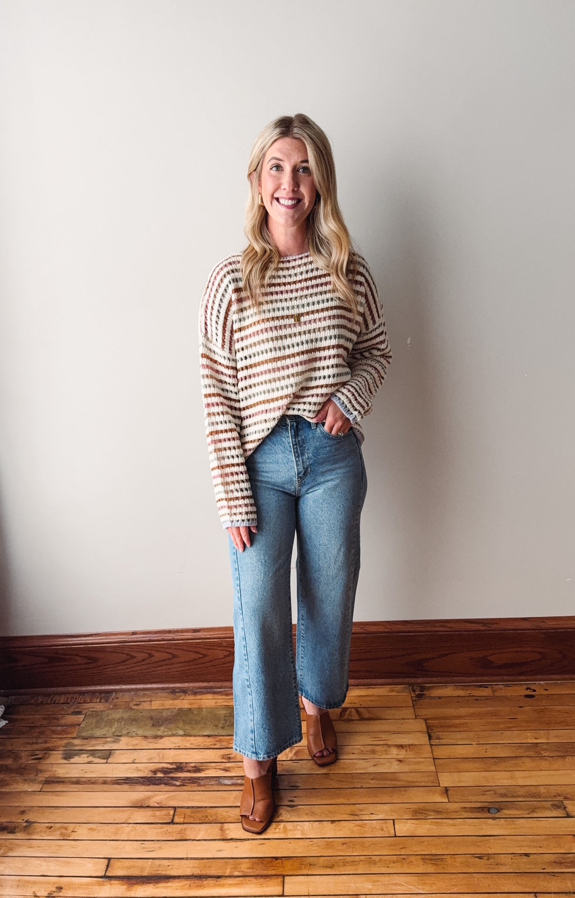 Mila Crochet Drop Shoulder Sweater