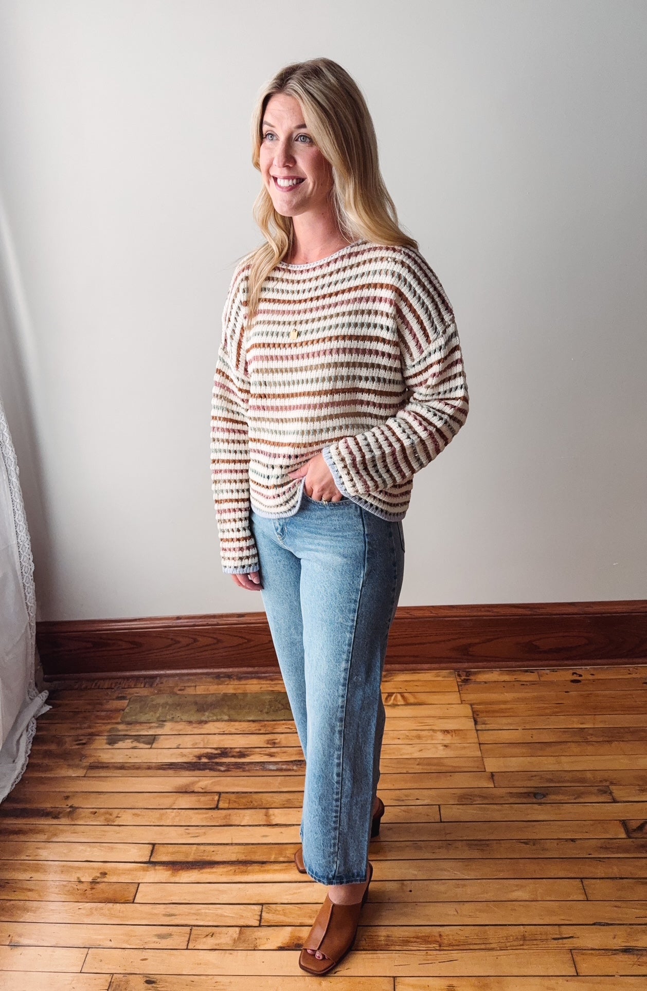 Mila Crochet Drop Shoulder Sweater