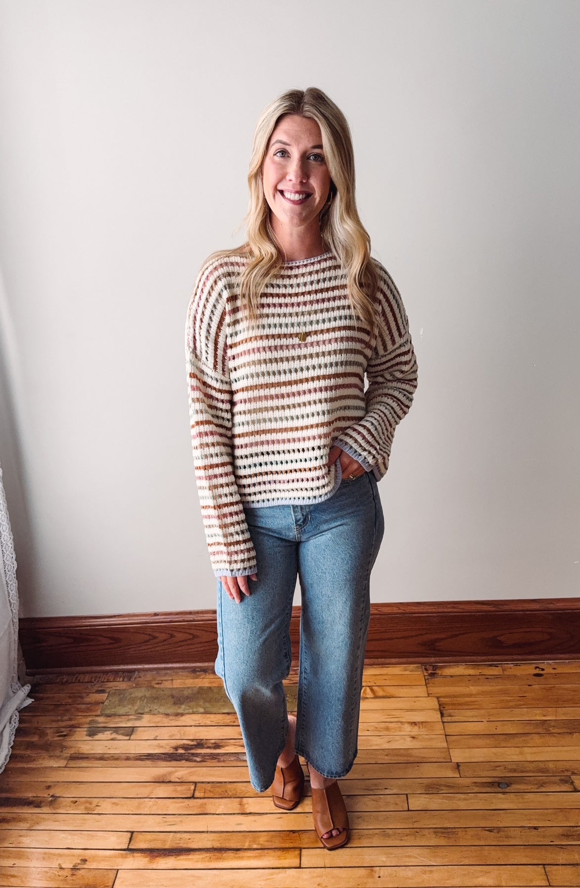Mila Crochet Drop Shoulder Sweater