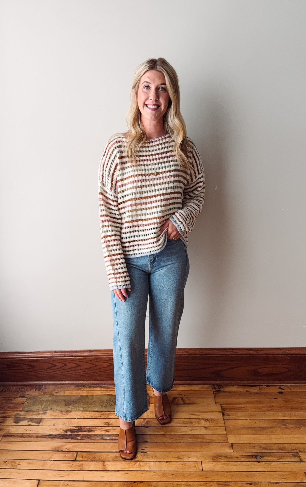 Mila Crochet Drop Shoulder Sweater