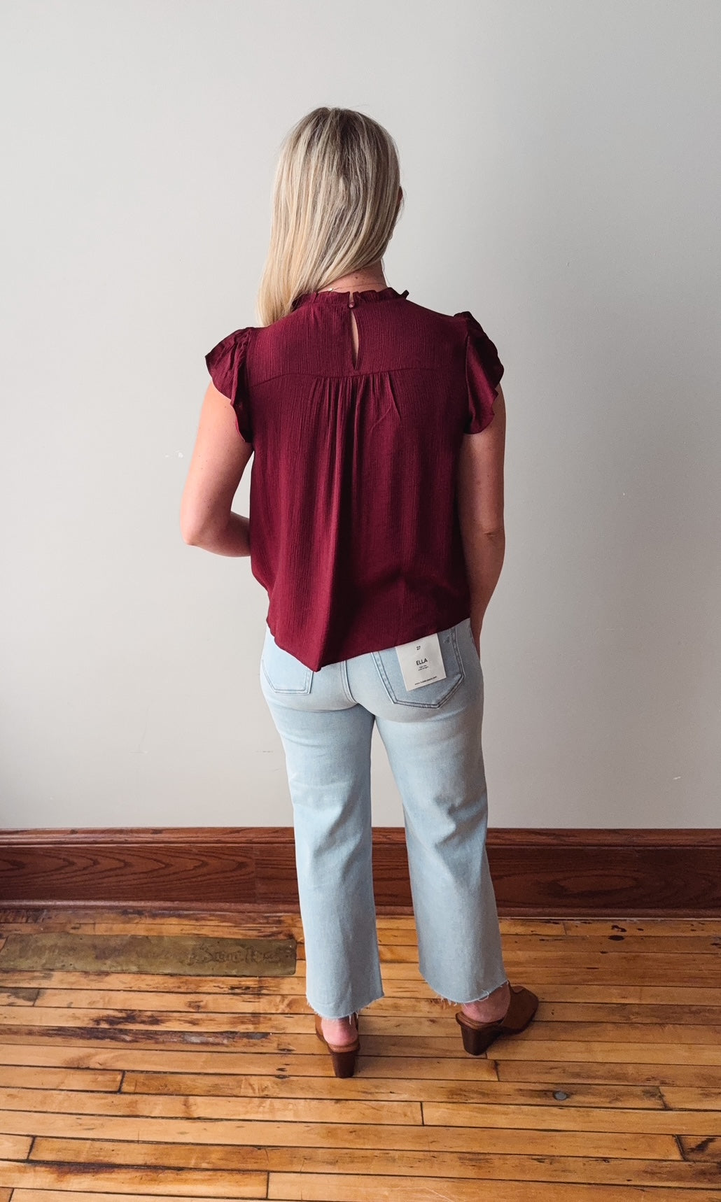 Sharon Brick Lace Trim Blouse
