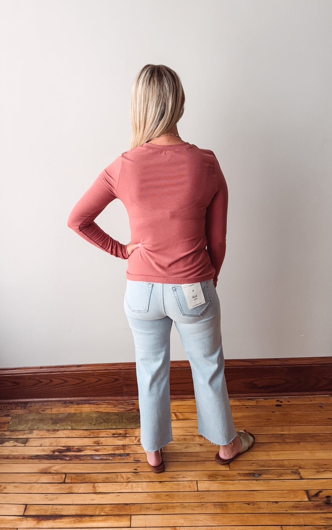 Brick Fitted Long Sleeve Top