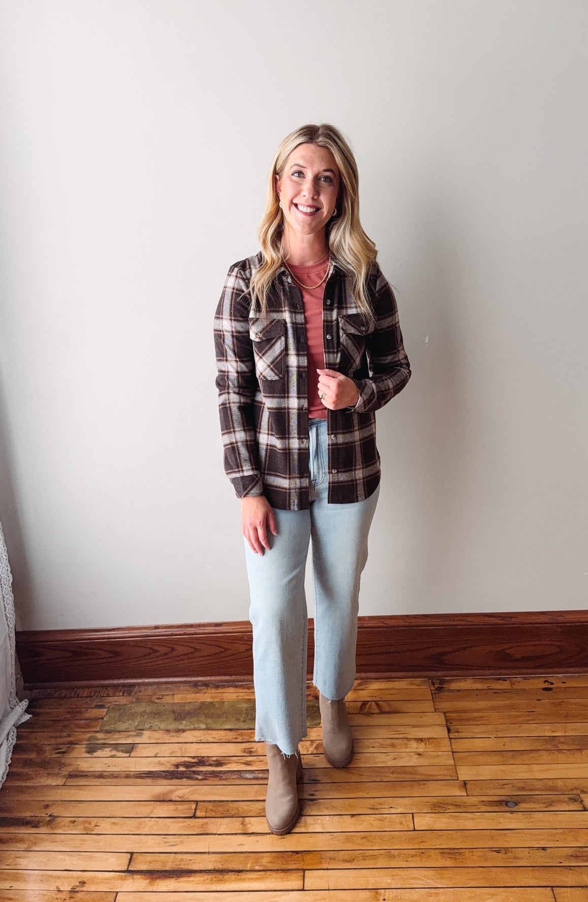 Luma Coffee Ivory Plaid Shacket