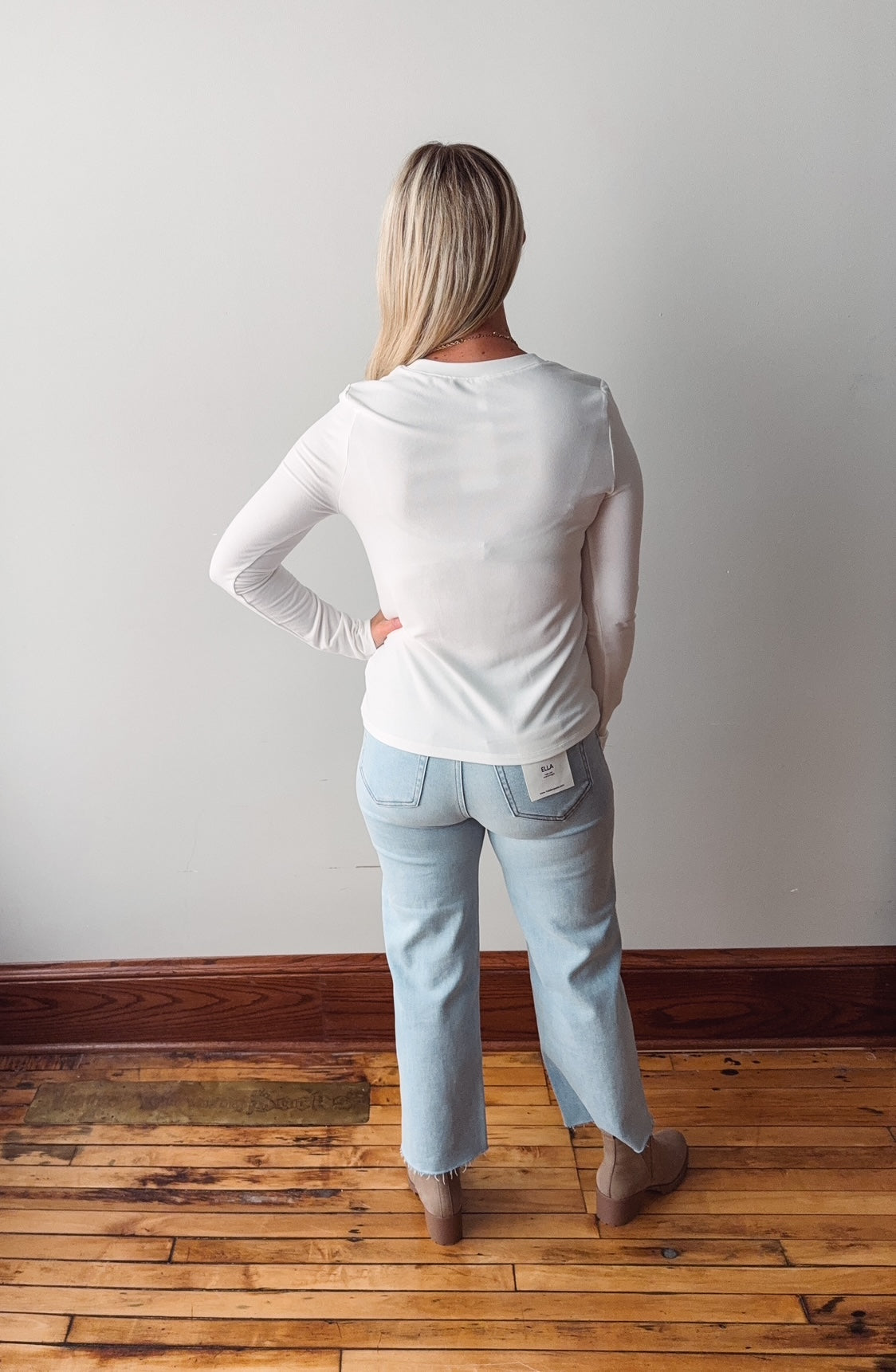 Off White Fitted Long Sleeve Top