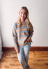 Mocha Striped Drop Shoulder Sweater
