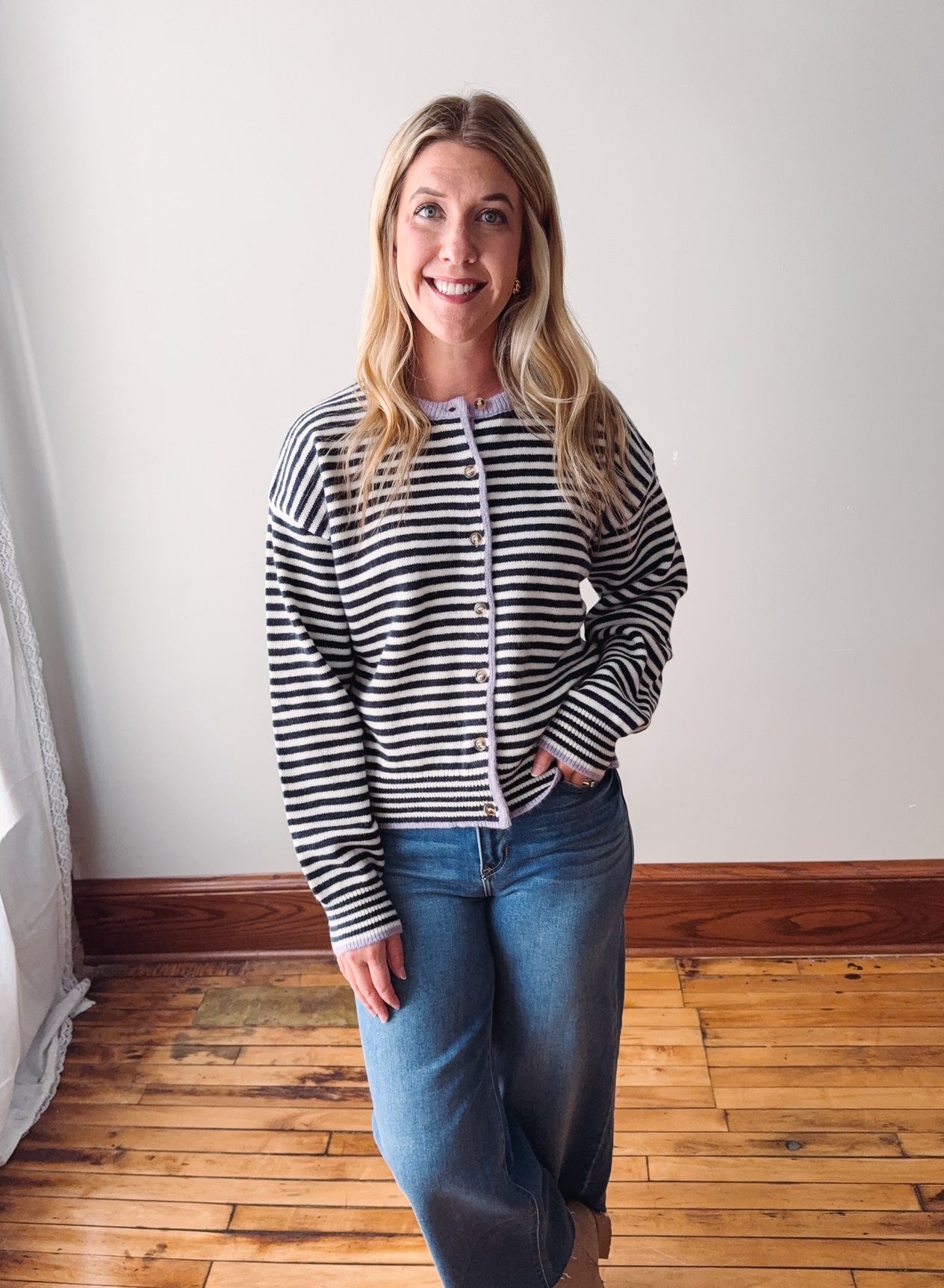 Lila Black + Lavender Cardigan