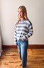 Sutton Blue + Cream Drop Shoulder Sweater