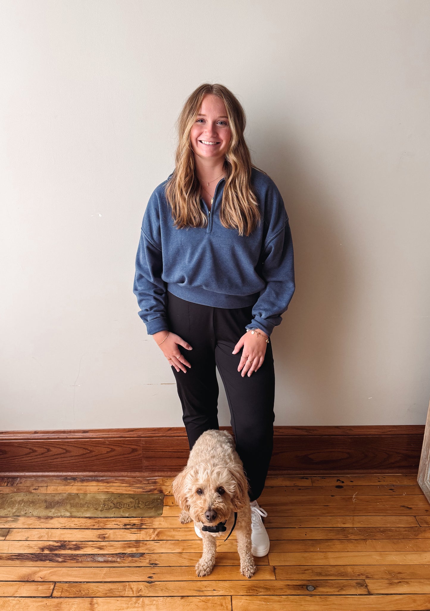 Sadie Half Zip Sweatshirt - Dusty Navy