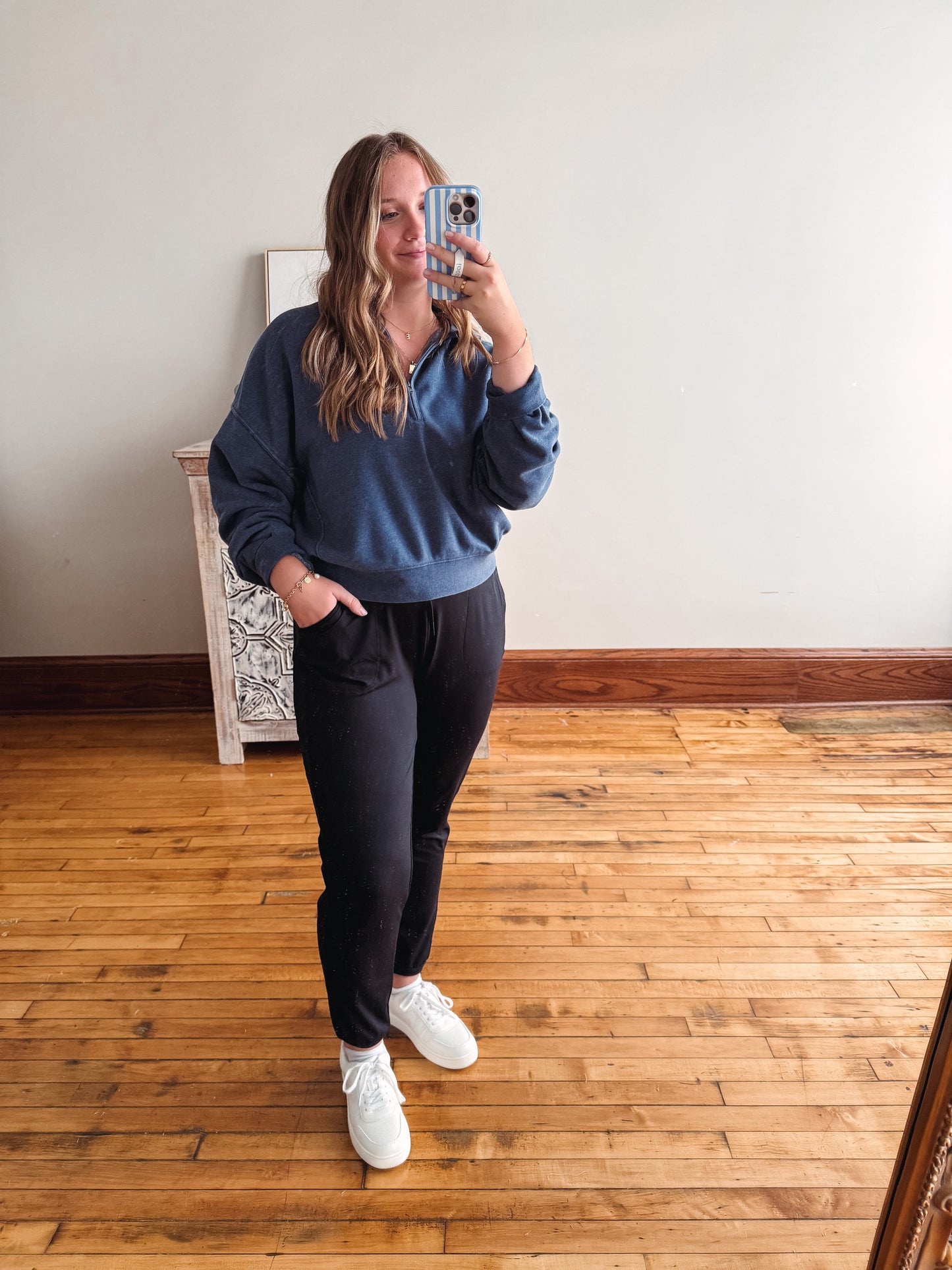 Sadie Half Zip Sweatshirt - Dusty Navy