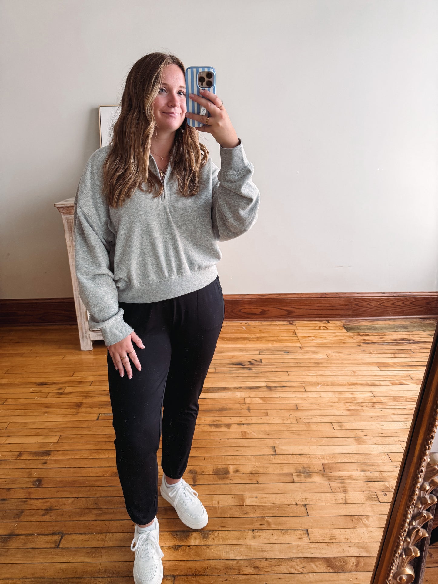 Sadie Half Zip Sweatshirt - Heather Grey