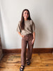 Short Sleeve Taupe Sweater
