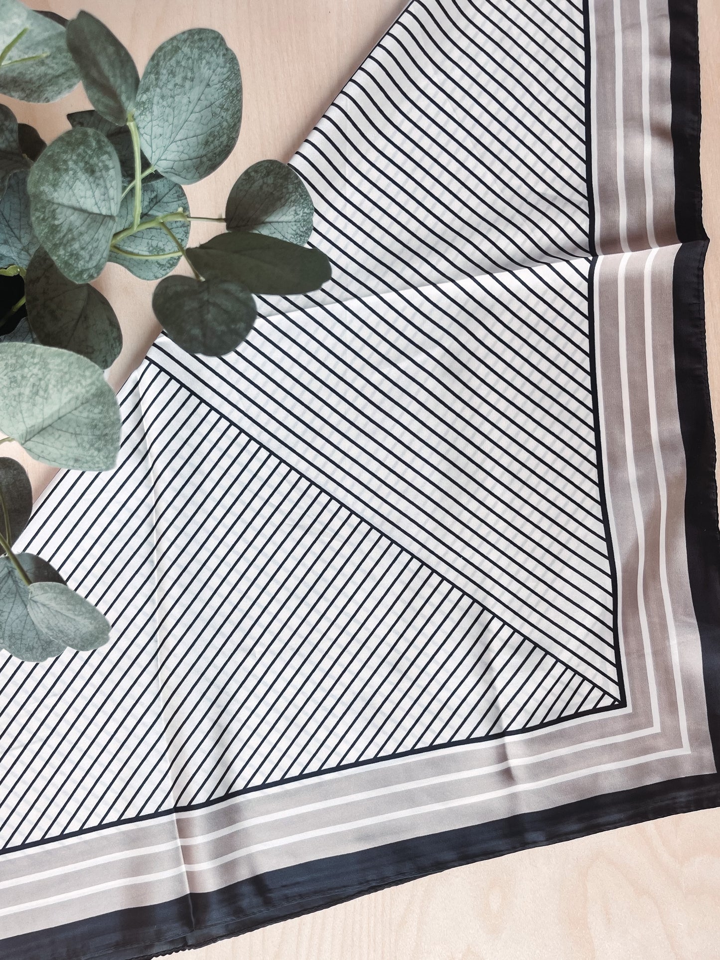 Printed Black/Tan Silk Scarf