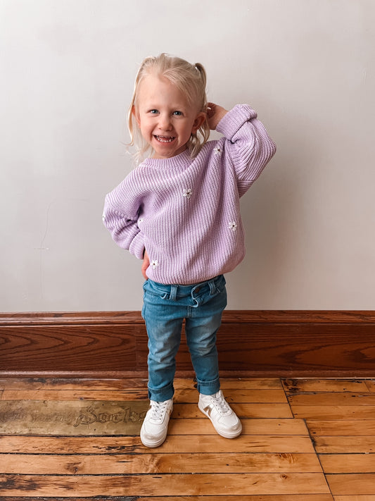 Toddler Purple Daisy Sweater