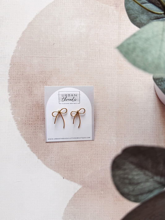 Slim Gold Bow Earrings