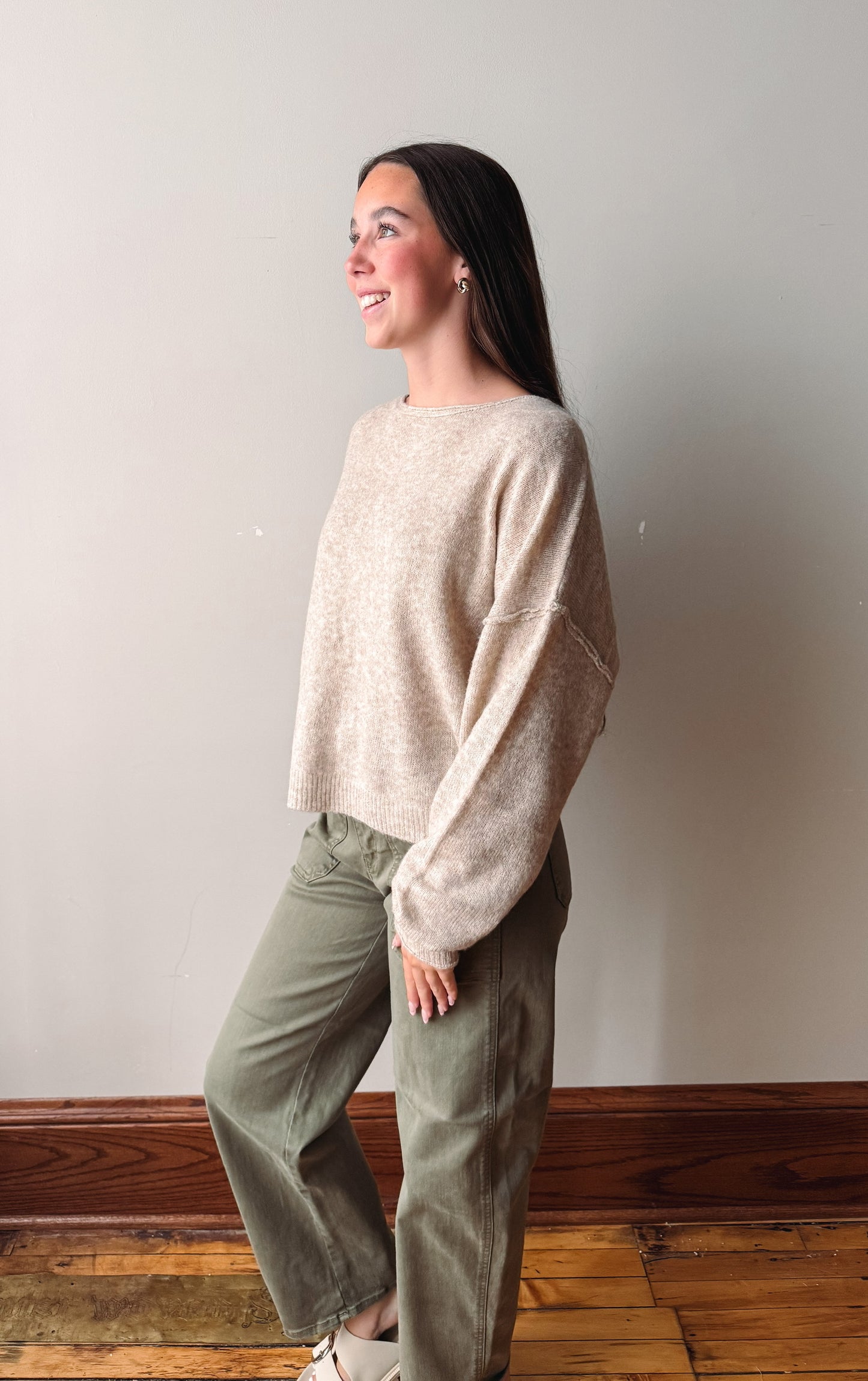Rolled Edge Sweater - Oatmeal