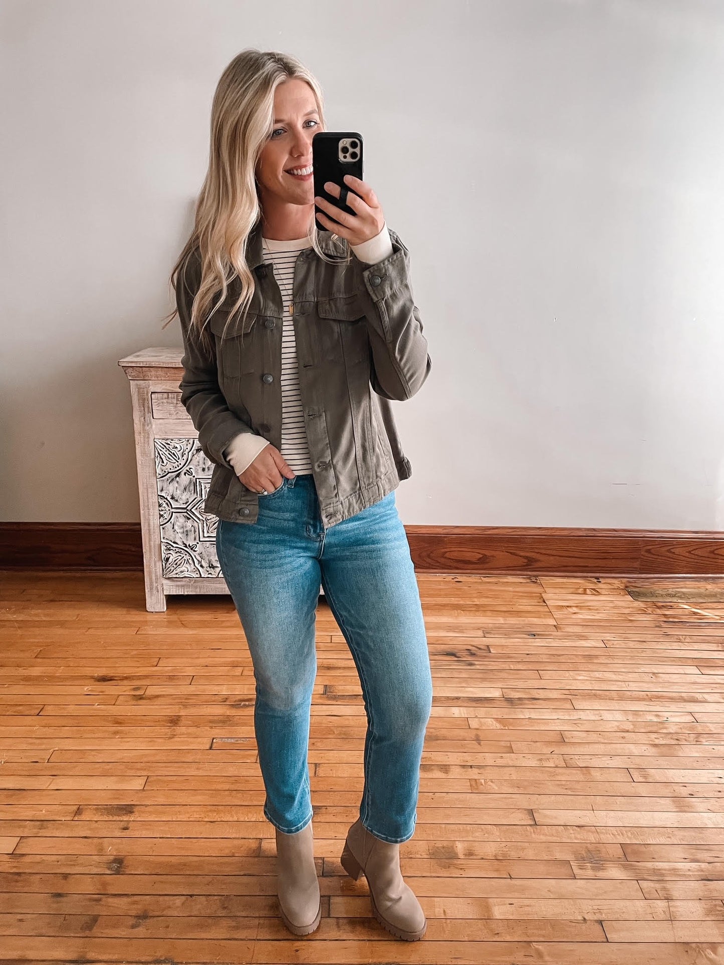 Jackie Olive Denim Jacket