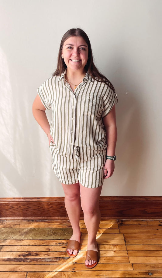 Jane Cream + Olive Shorts