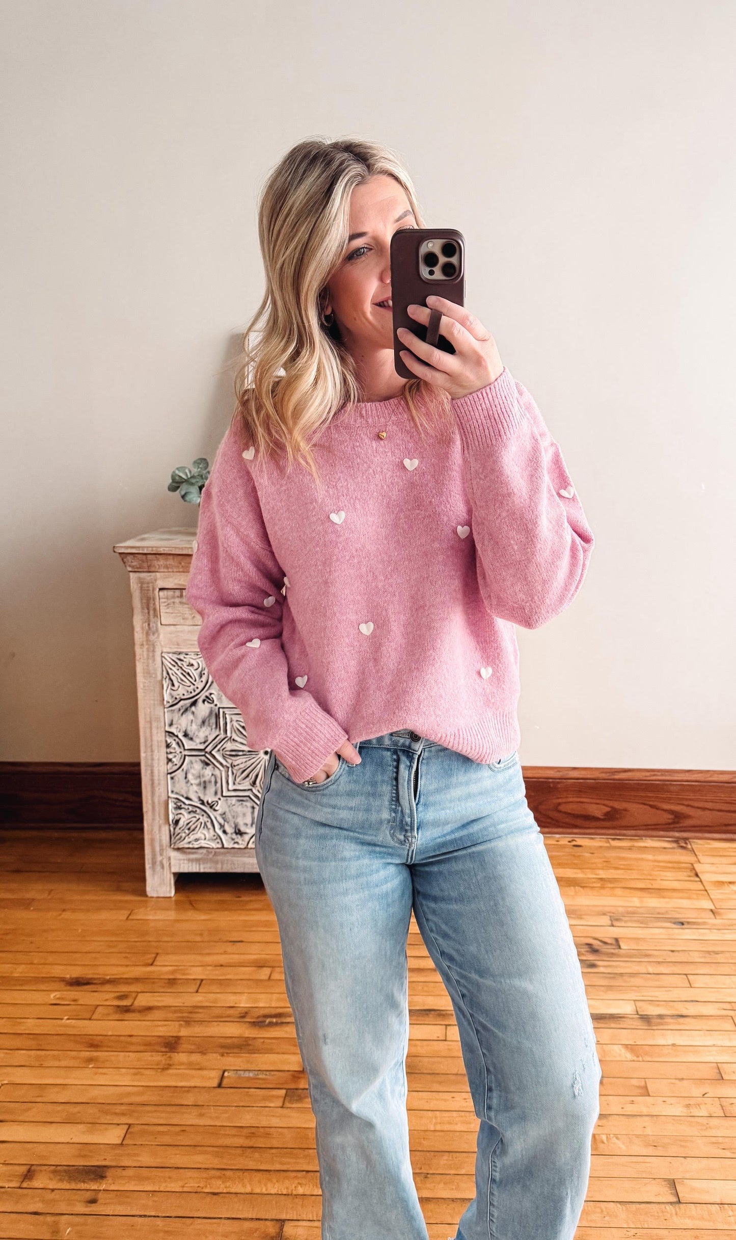 Jane White Heart Sweater