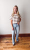 Katelin Ivory Rose Striped Tee