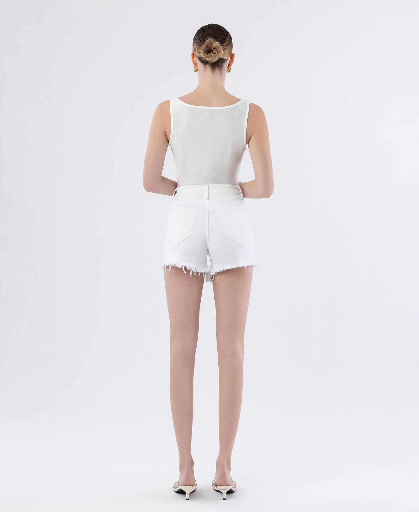 White High Rise A-line Shorts