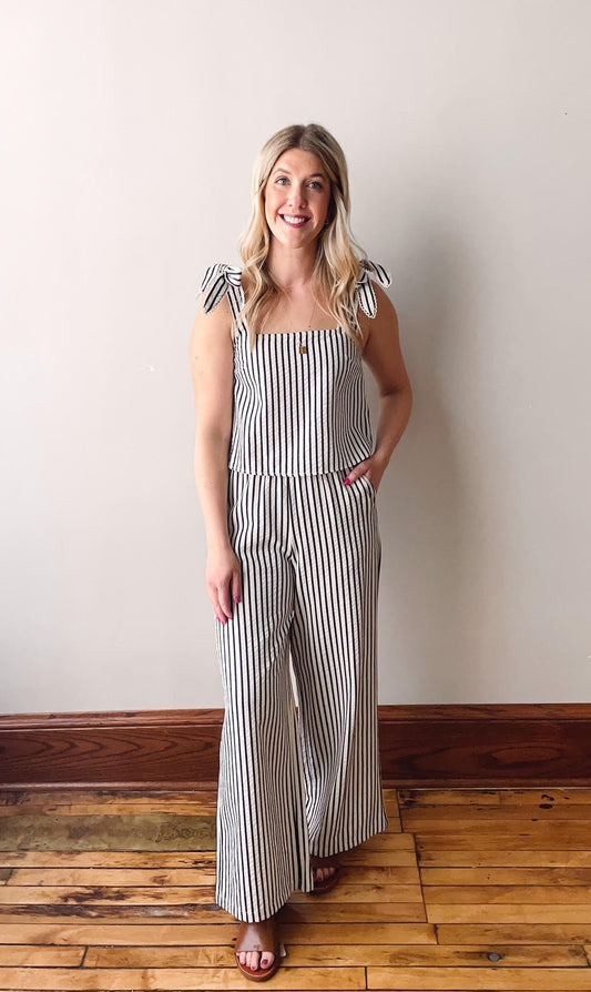 Lapis Striped Wide Leg Pants