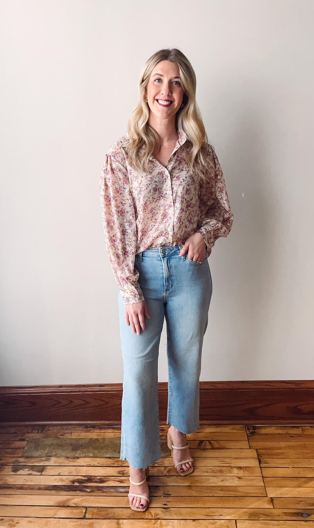 Layla Pink Floral Button Up
