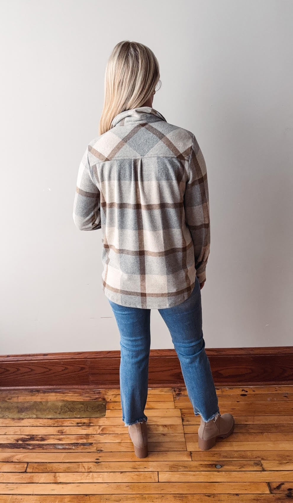 Lily Gray + Mocha Plaid Button Up