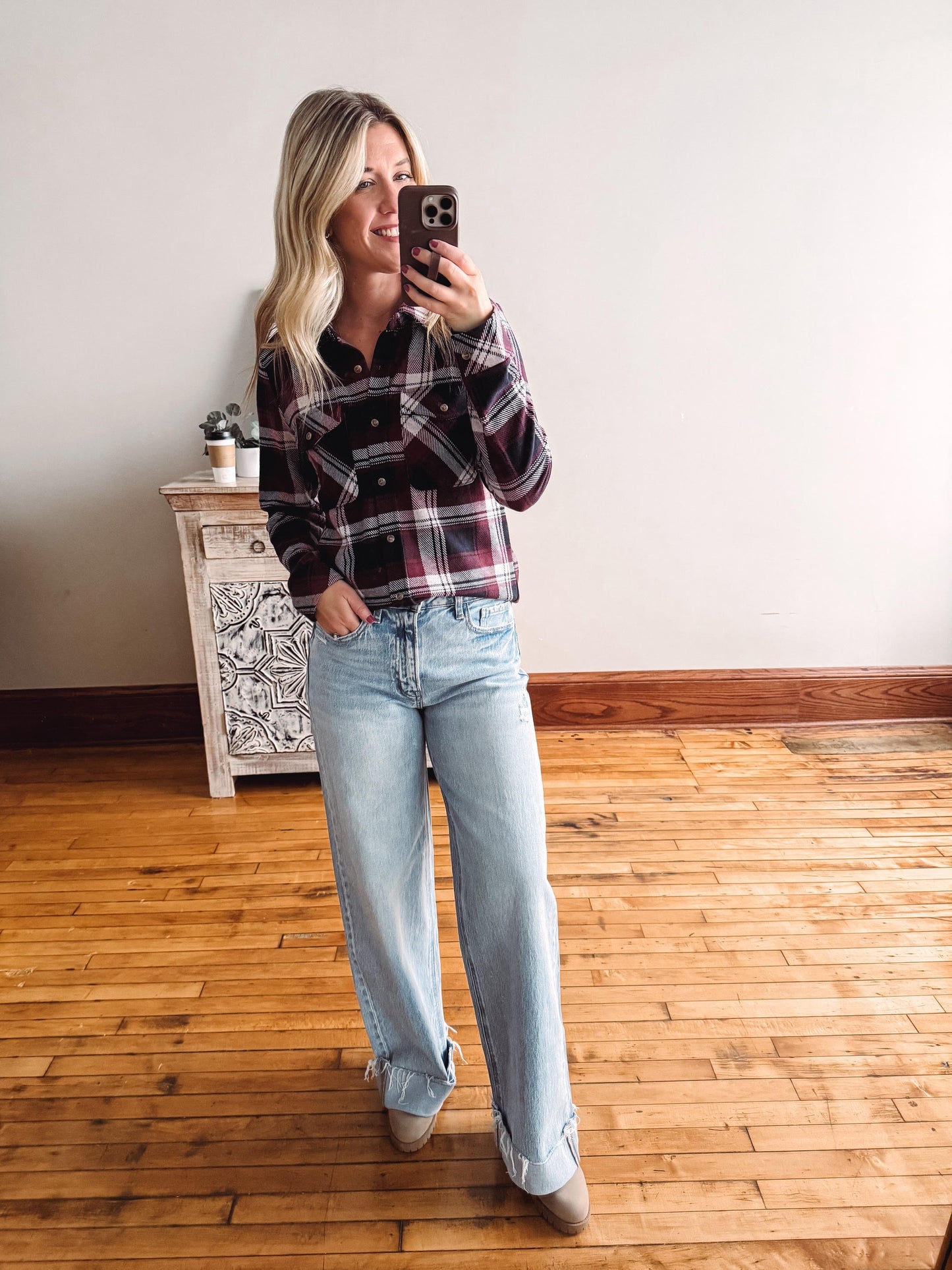 Luma Ruby + Navy Plaid Shacket