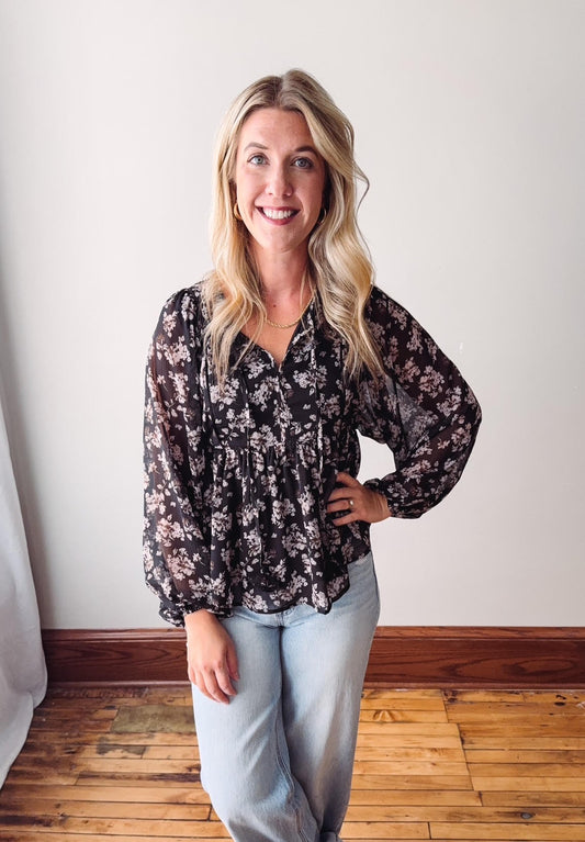 Maisie Black Floral Blouse