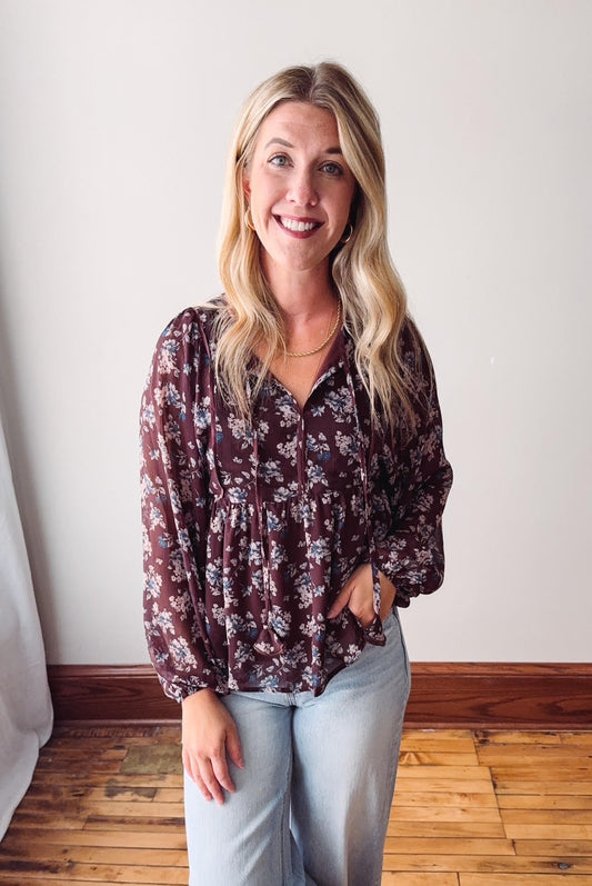 Maisie Plum Floral Blouse