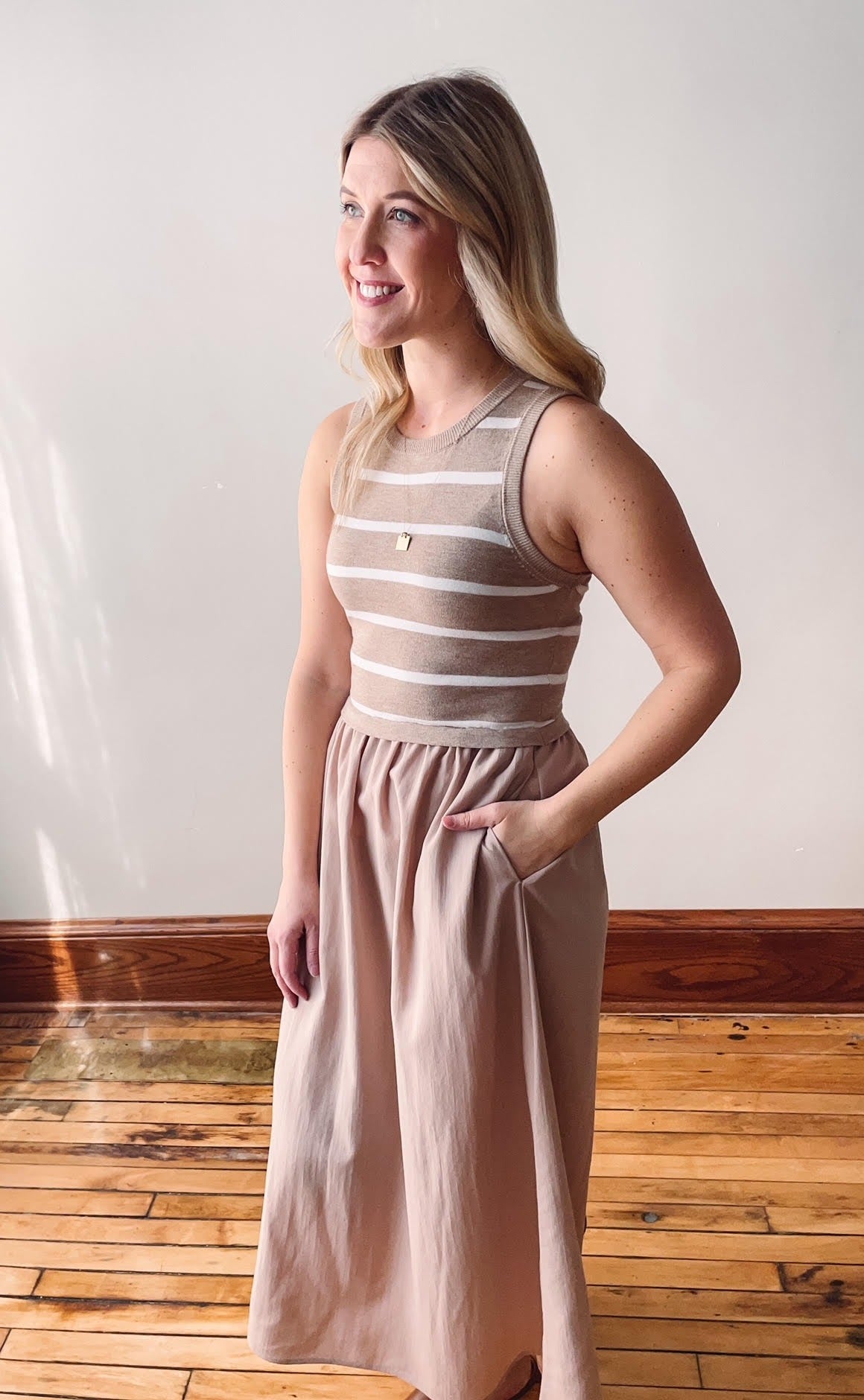 Mia White Pepper Midi Dress