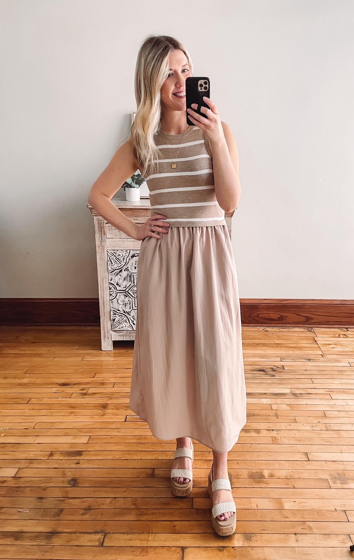 Mia White Pepper Midi Dress